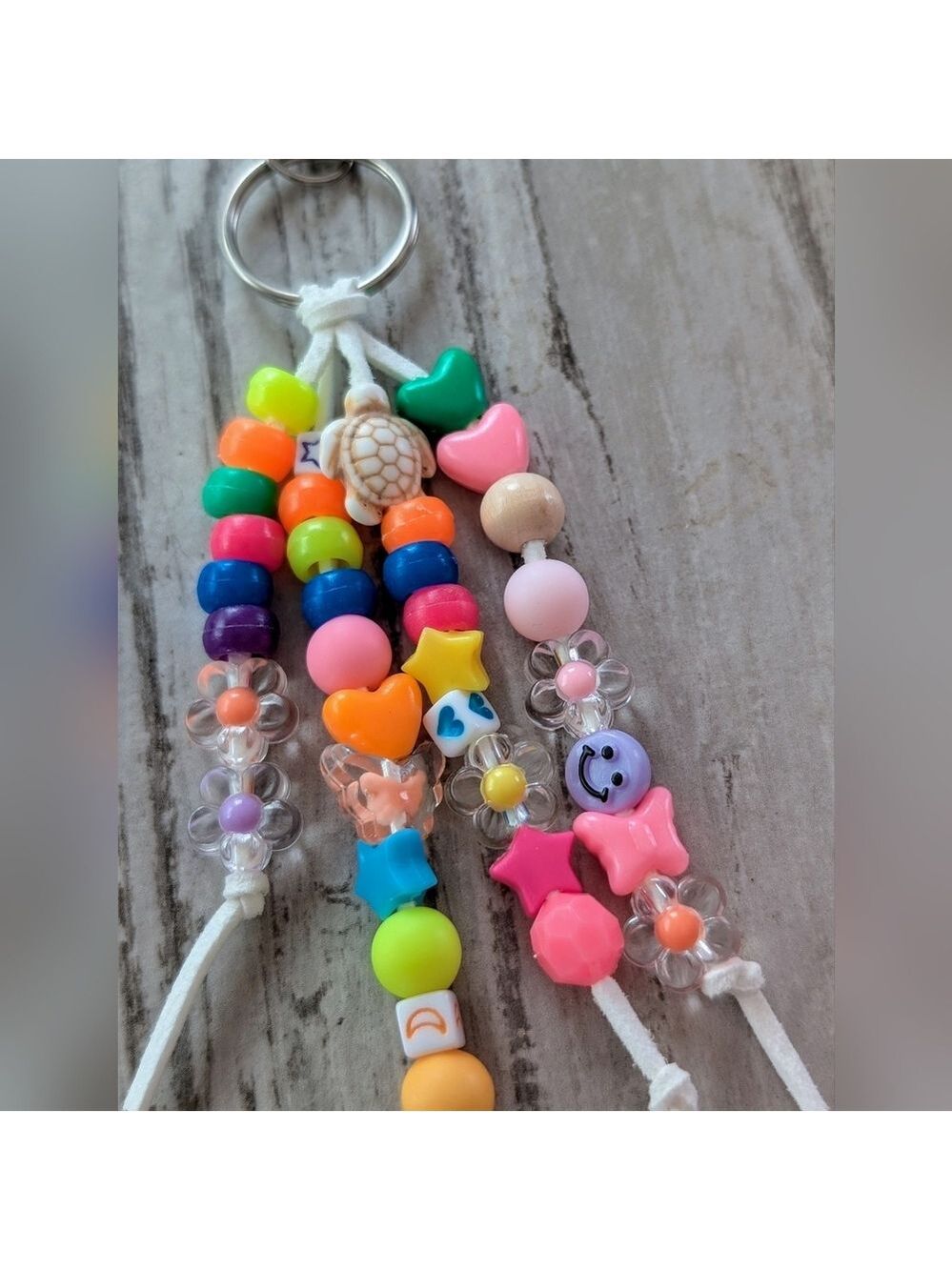Beaded Keychain Bag Charm Orange Pink Purple Large